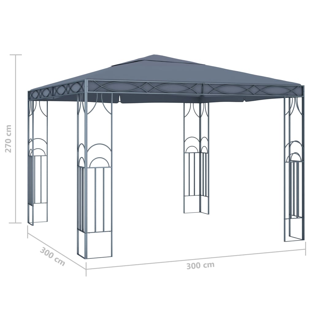 Paviljon z LED lučkami 300x300 cm antraciten