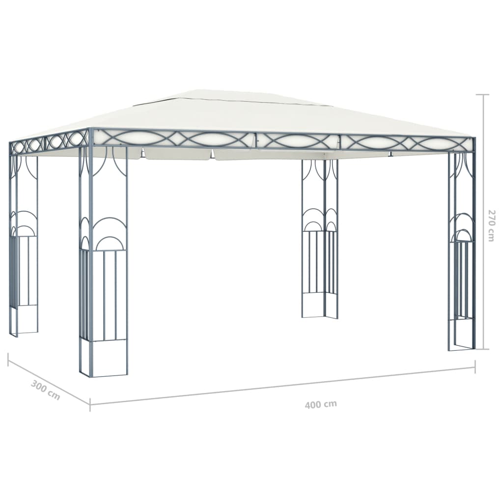 Paviljon z LED lučkami 400x300 cm krem