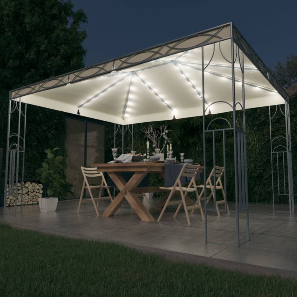 Paviljon z LED lučkami 400x300 cm krem