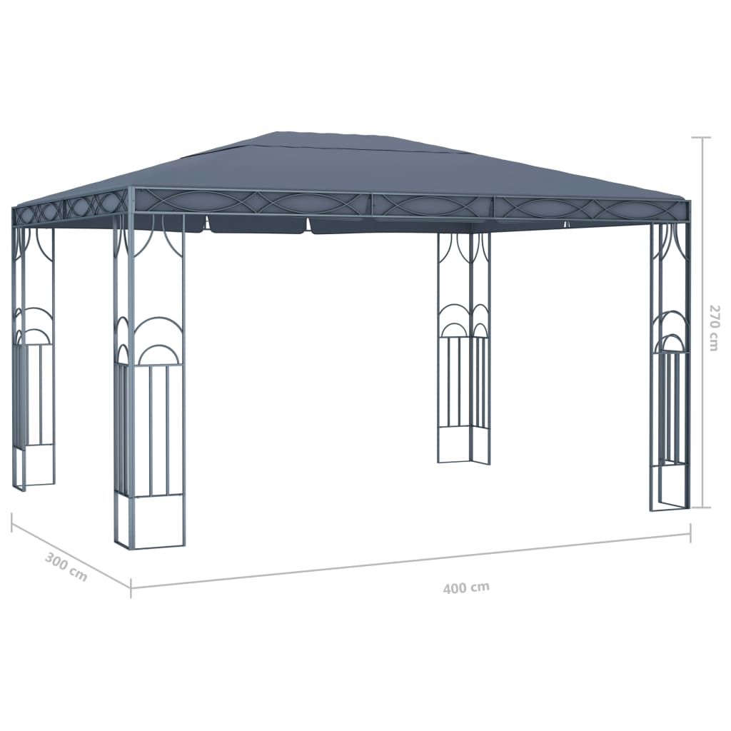 Paviljon z LED lučkami 400x300 cm antraciten