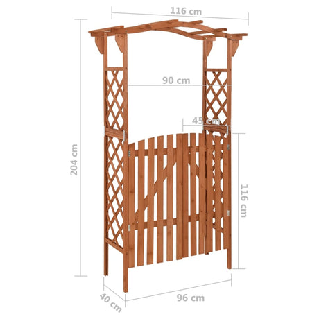 Pergola z vrati 116x40x204 cm trden les jelke