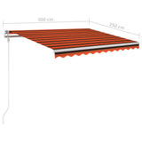 Avtomatska tenda LED + senzor 300x250 cm oranžno/rjava