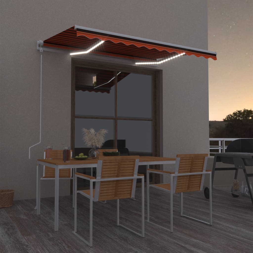 Avtomatska tenda LED + senzor 300x250 cm oranžno/rjava