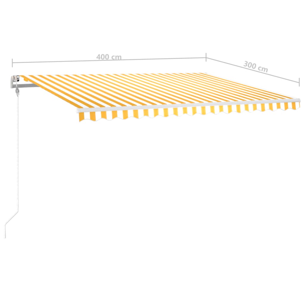 Avtomatska tenda LED + senzor 400x300 cm rumeno/bela