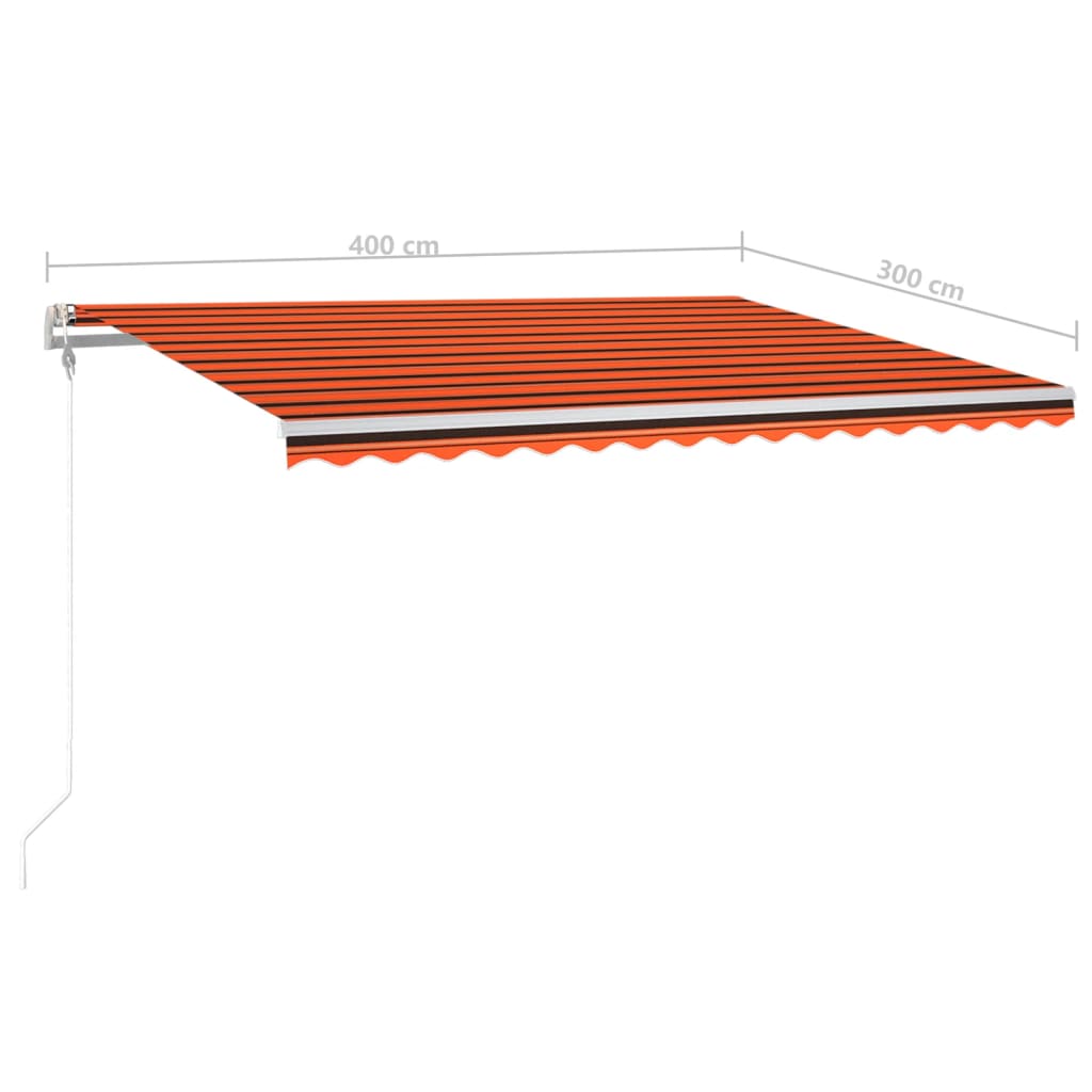 Avtomatska tenda LED + senzor 400x300 cm oranžno/rjava