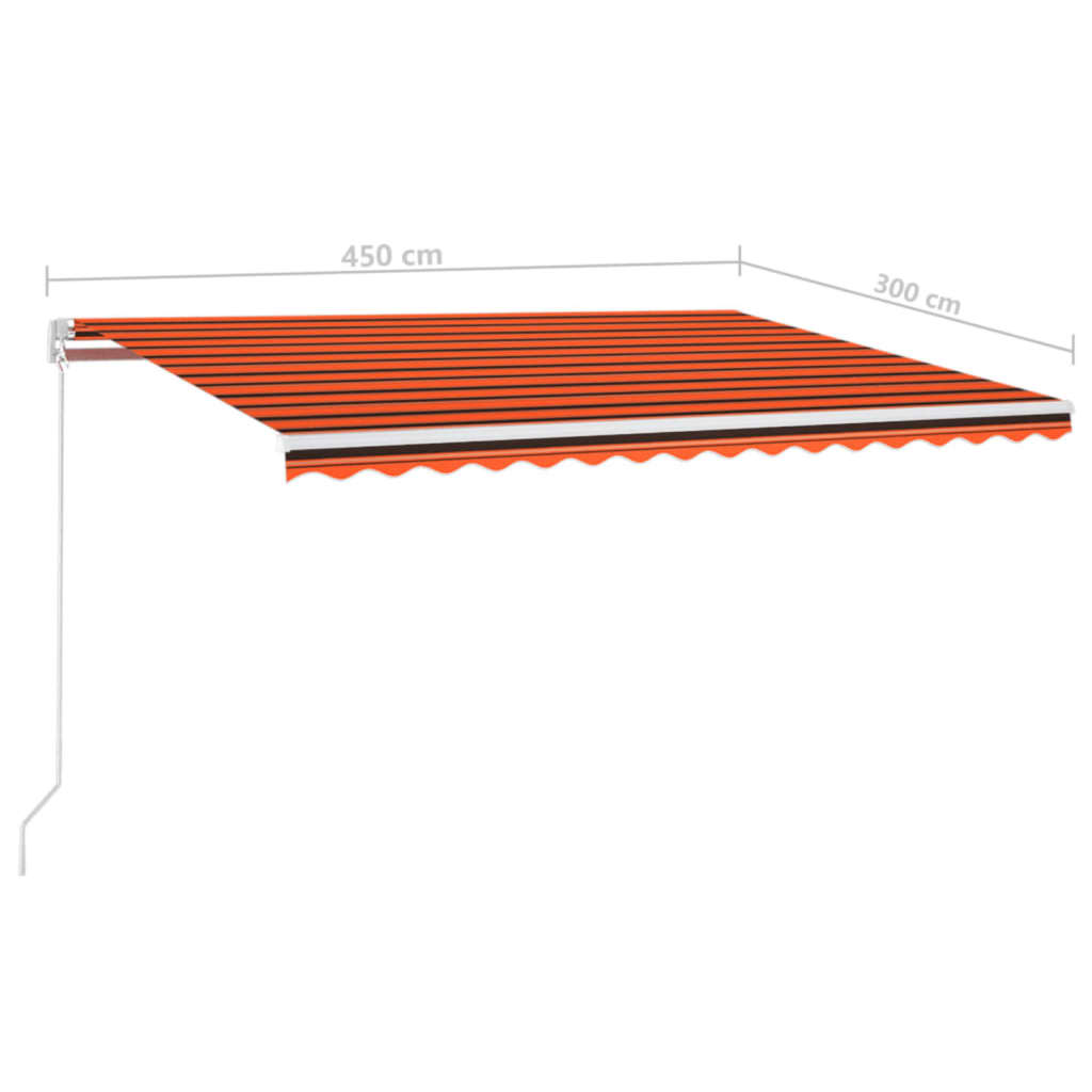 Avtomatska tenda LED + senzor 450x300 cm oranžno/rjava