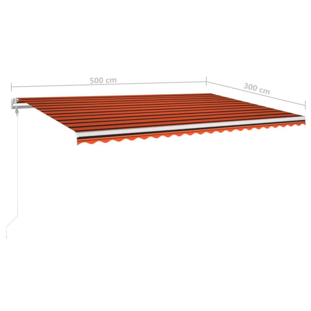 Avtomatska tenda LED + senzor 500x300 cm oranžno/rjava