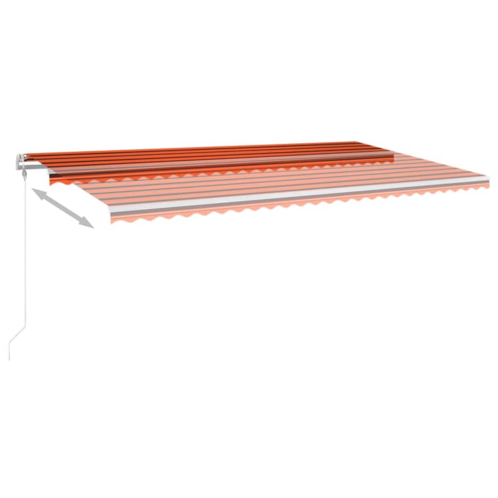 Avtomatska tenda LED + senzor 600x300 cm oranžno/rjava