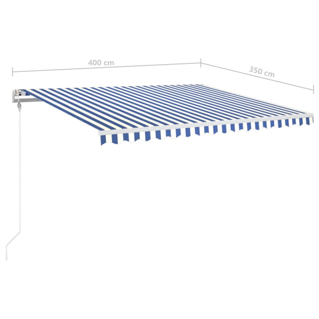 Avtomatska tenda LED + senzor 400x350 cm modra in bela