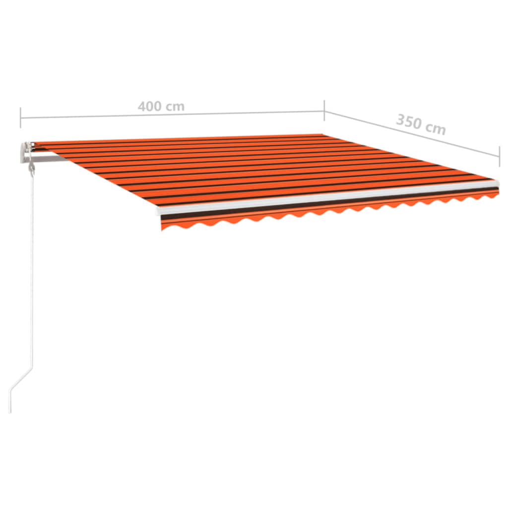 Avtomatska tenda LED + senzor 400x350 cm oranžna/rjava