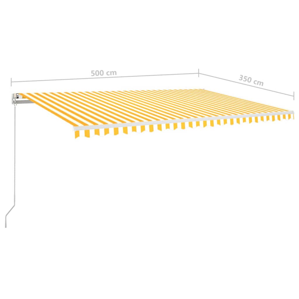 Avtomatska tenda LED + senzor 500x350 cm rumeno/bela