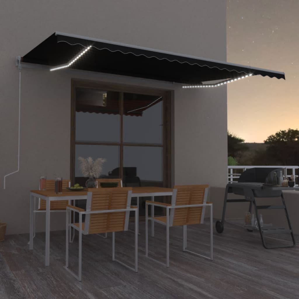 Avtomatska tenda LED + senzor 500x350 cm antracitna