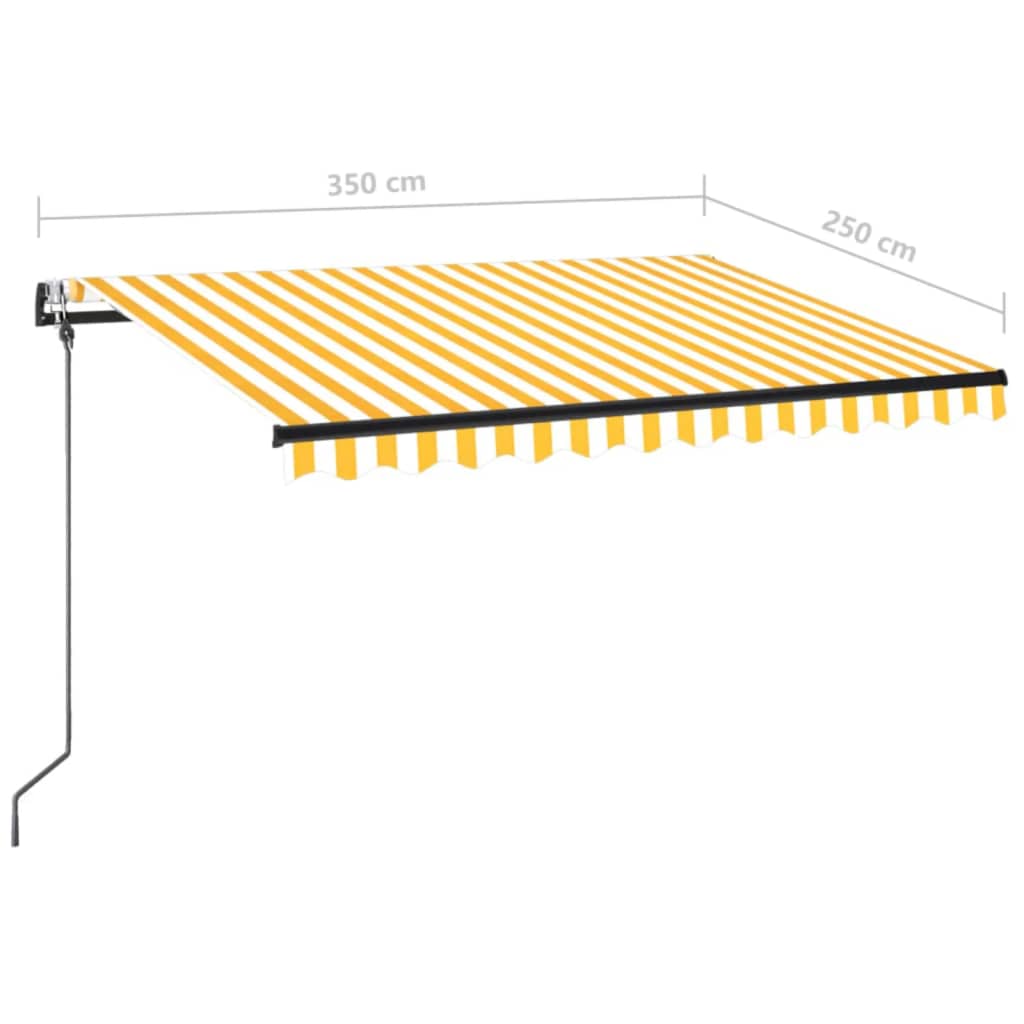 Avtomatska tenda LED + senzor 350x250 cm rumeno/bela