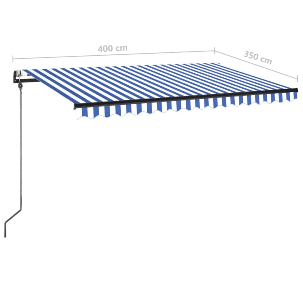 Avtomatska tenda LED + senzor 400x350 cm modra in bela