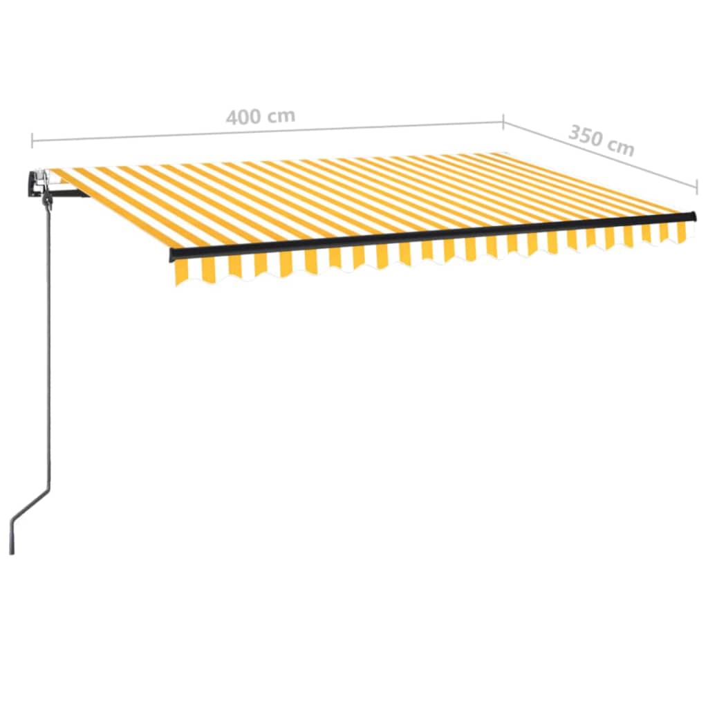 Avtomatska tenda LED + senzor 400x350 cm rumeno/bela