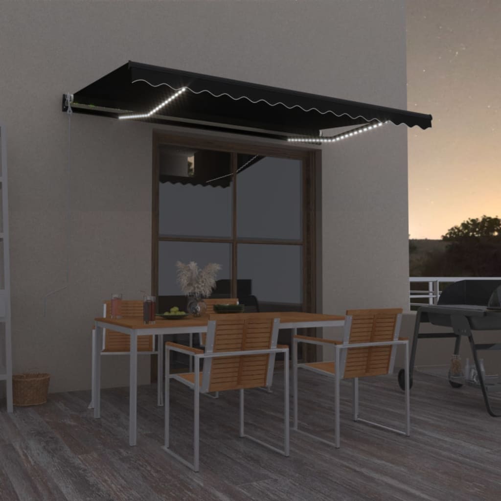 Avtomatska tenda LED + senzor 450x350 cm antracitna