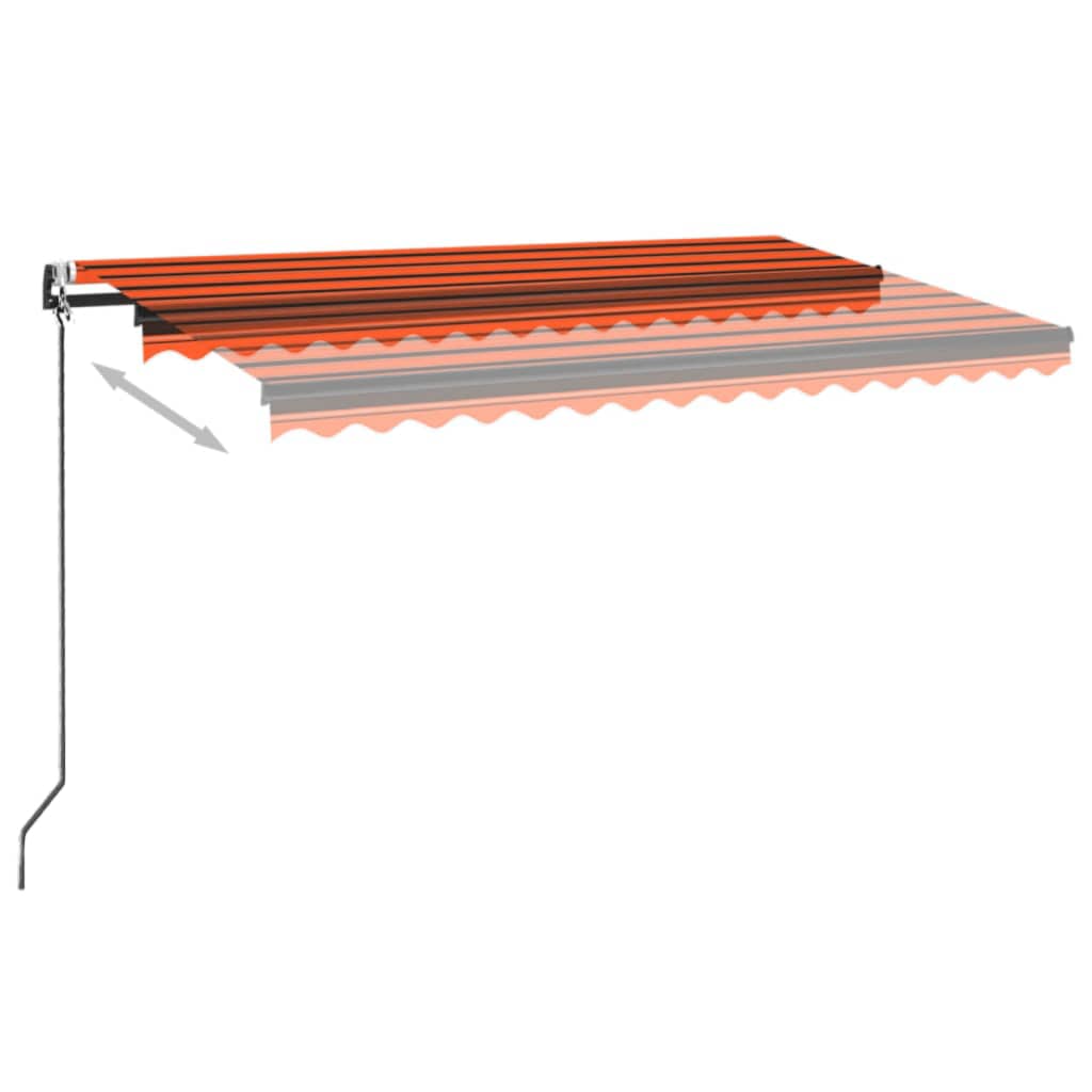 Avtomatska tenda LED + senzor 450x350 cm oranžna/rjava