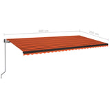 Avtomatsko zložljiva tenda 600x350 cm oranžna in rjava