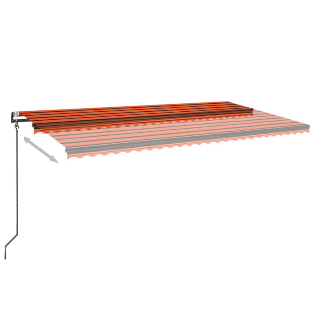 Avtomatska tenda LED + senzor 600x350 cm oranžna/rjava