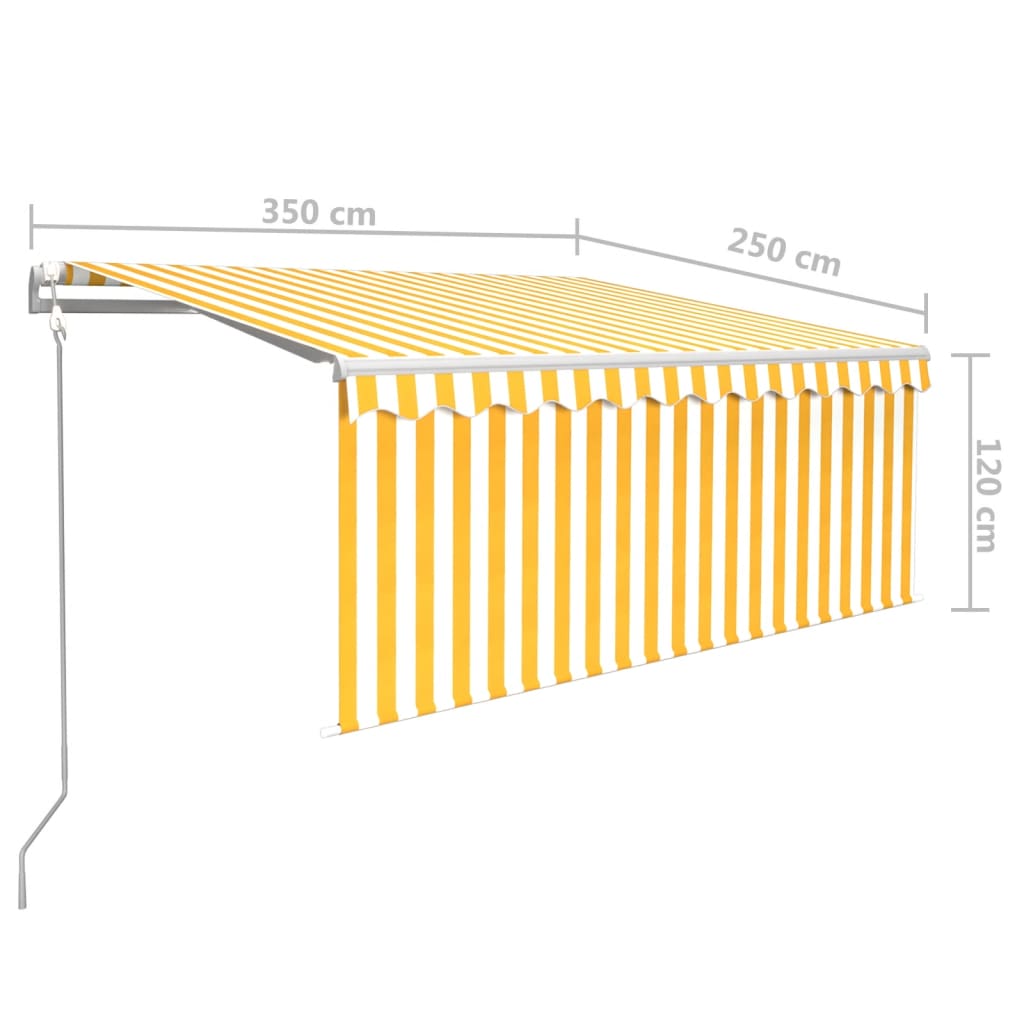 Avtomatska tenda s senčilom LED + senzor 3,5x2,5 m rumena/bela