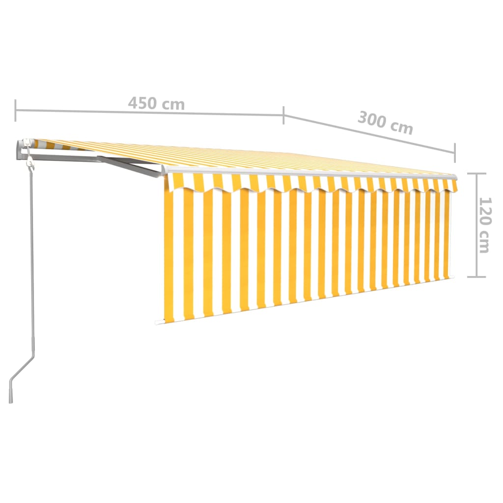 Avtomatska tenda s senčilom LED + senzor 4,5x3 m rumena in bela