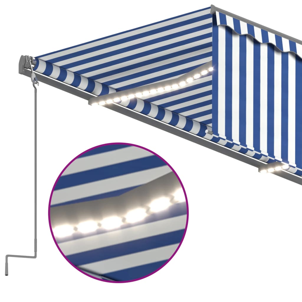 Avtomatska tenda s senčilom LED + senzor 3x2,5 m modra in bela