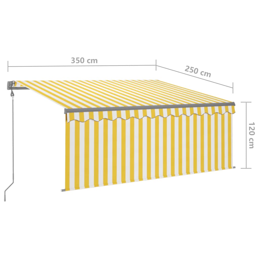 Avtomatska tenda s senčilom LED + senzor 3,5x2,5 m rumena/bela