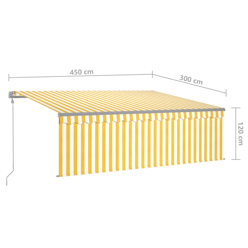 Avtomatska tenda s senčilom LED + senzor 4,5x3 m rumena/bela