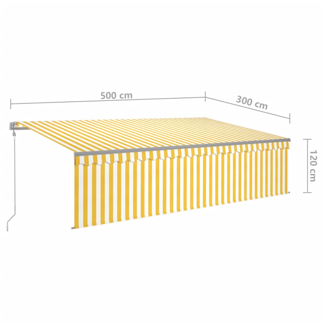 Avtomatsko zložljiva tenda s senčilom 5x3 m rumena in bela