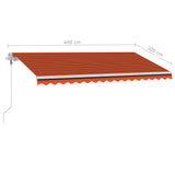 Avtomatska tenda LED + senzor 400x300 cm oranžna/rjava