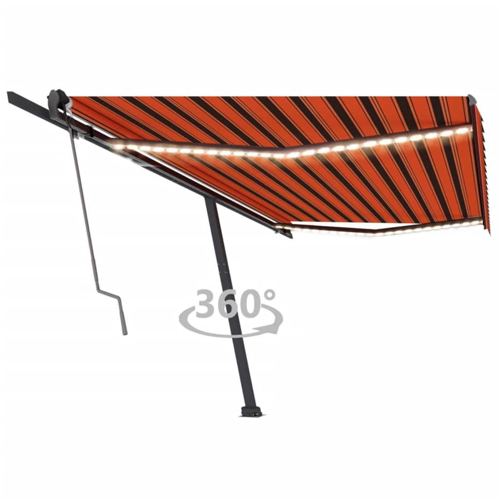 Avtomatska tenda LED + senzor 500x300 cm oranžna/rjava