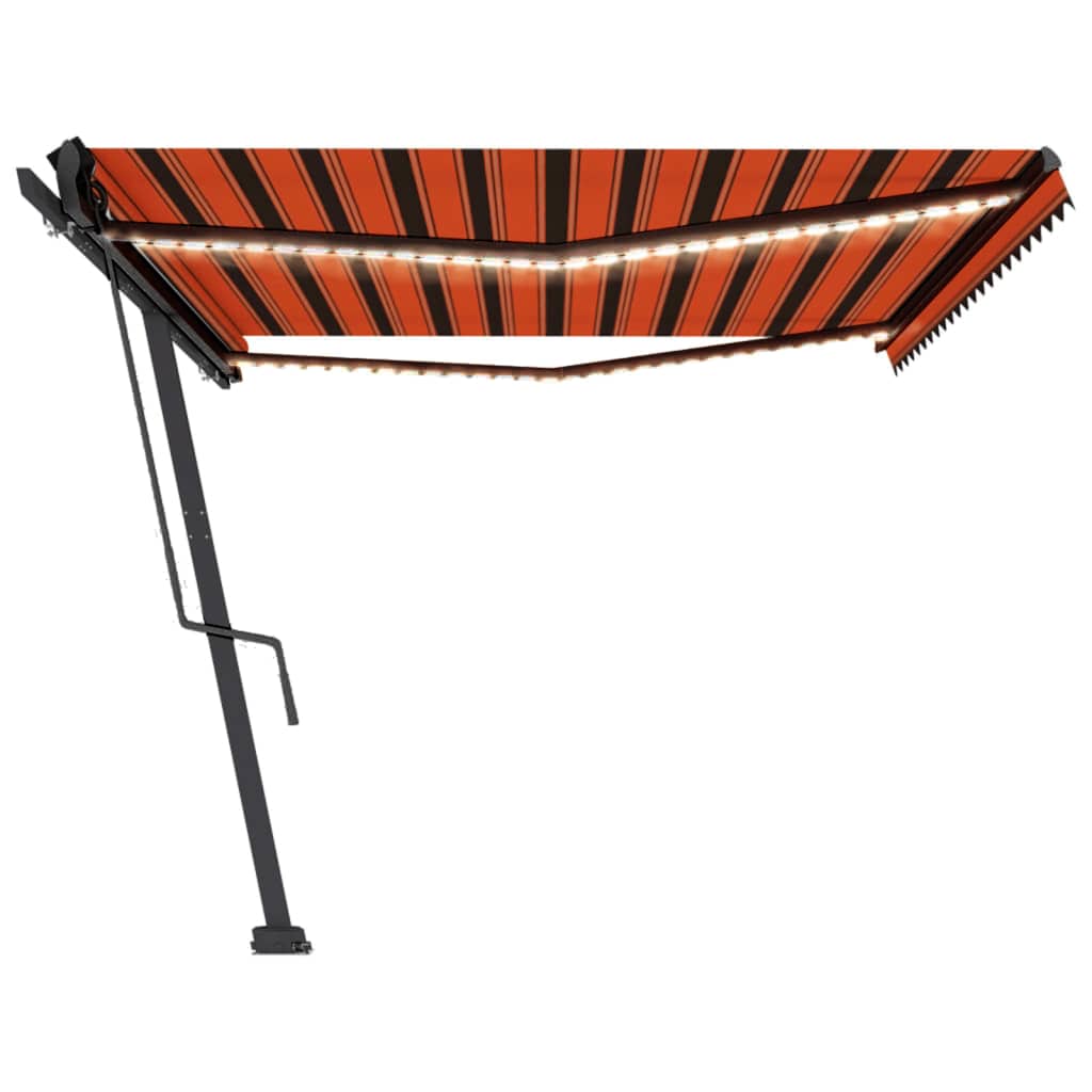 Avtomatska tenda LED + senzor 500x300 cm oranžna/rjava