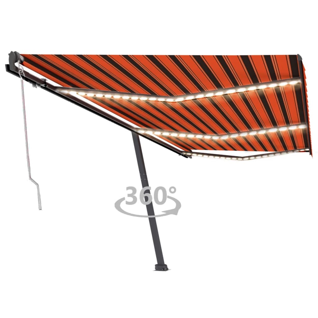 Avtomatska tenda LED + senzor 600x300 cm oranžna/rjava