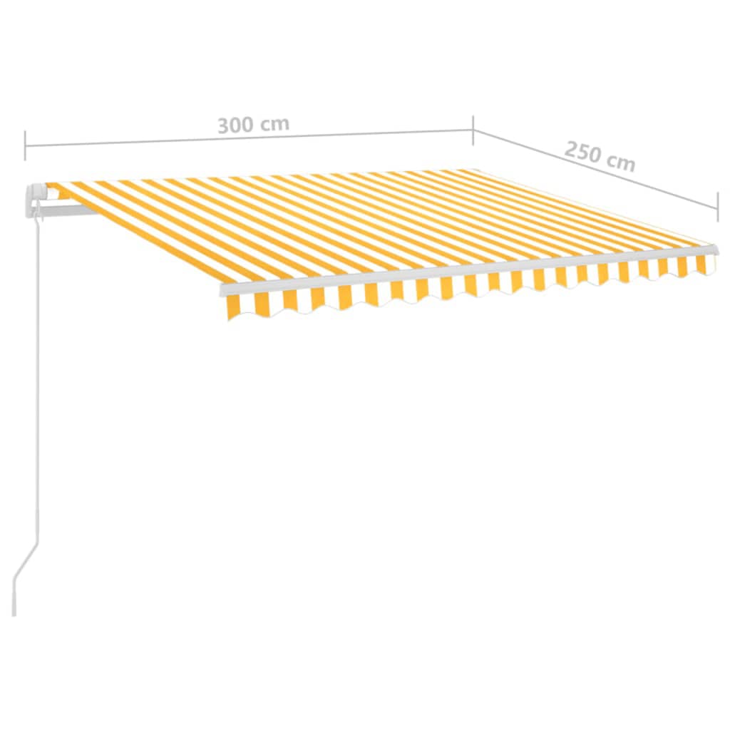 Avtomatska tenda LED + senzor 3x2,5 m rumena in bela