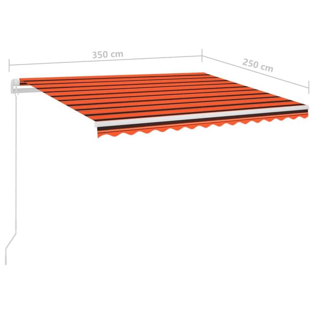 Avtomatska tenda LED + senzor 3,5x2,5 m oranžna in rjava