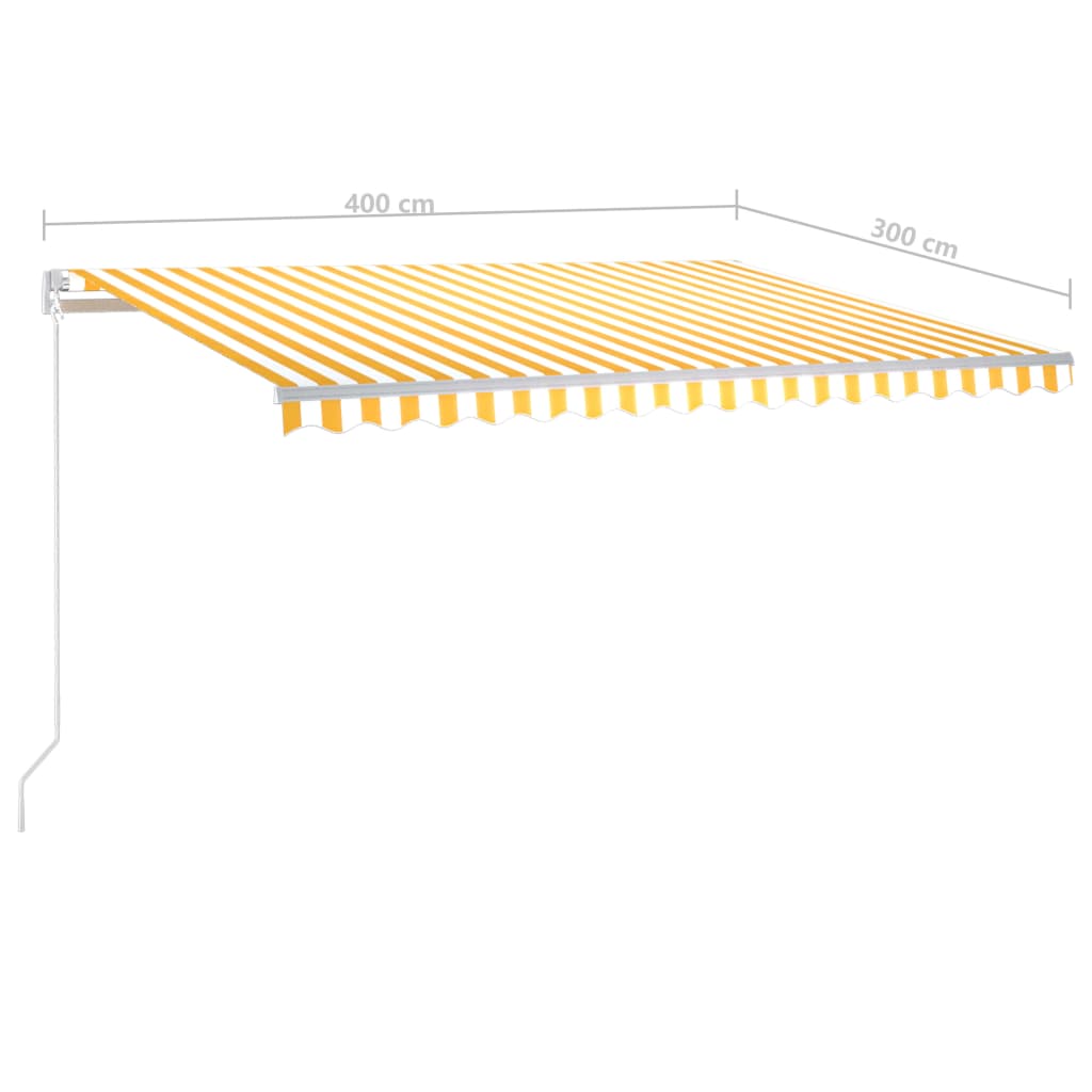 Avtomatsko zložljiva tenda s stebrički 4x3 m rumena in bela