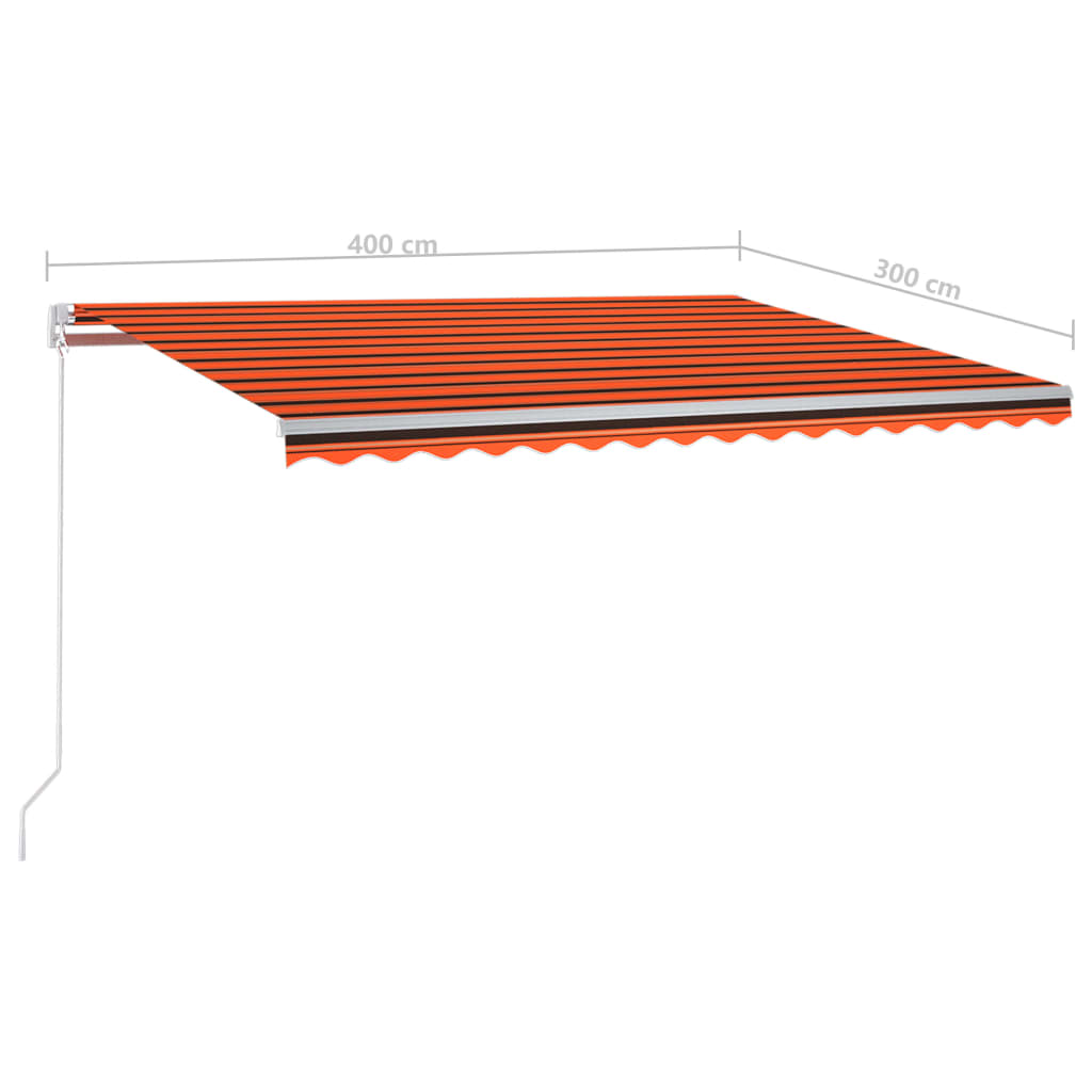 Avtomatsko zložljiva tenda s stebrički 4x3 m oranžna in rjava