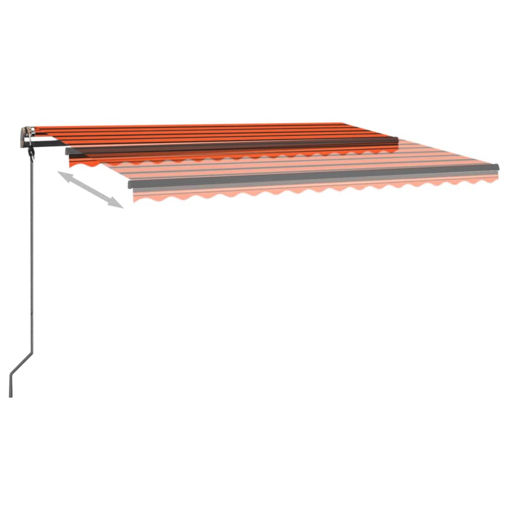 Avtomatska tenda LED + senzor 4x3 m oranžna in rjava