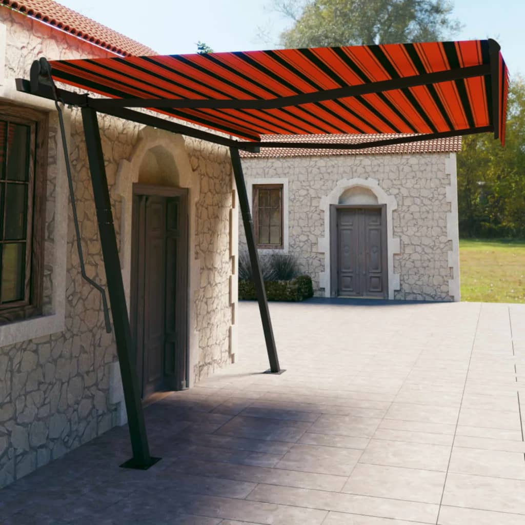 Avtomatsko zložljiva tenda s stebrički 4,5x3 m oranžna in rjava