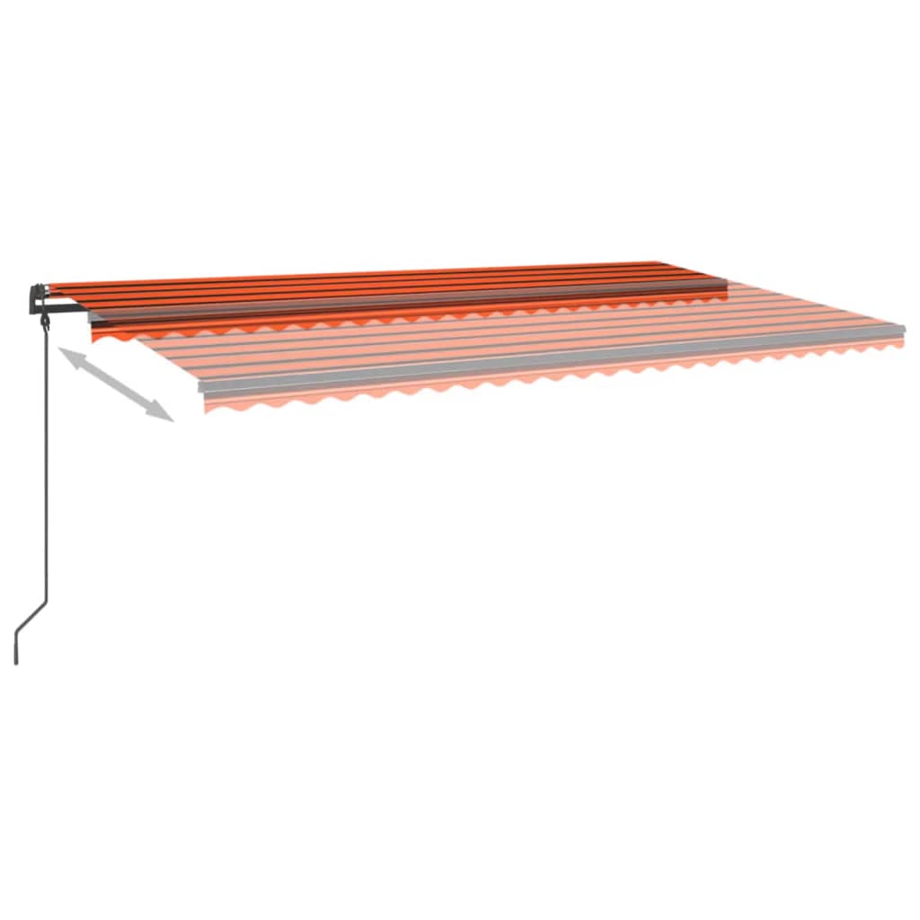 Avtomatska tenda LED + senzor 6x3 m oranžna in rjava