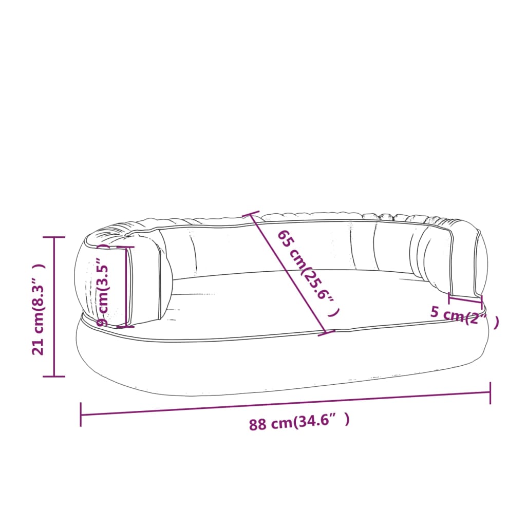 Ergonomska pasja postelja iz pene rjava 88x65 cm um. usnje