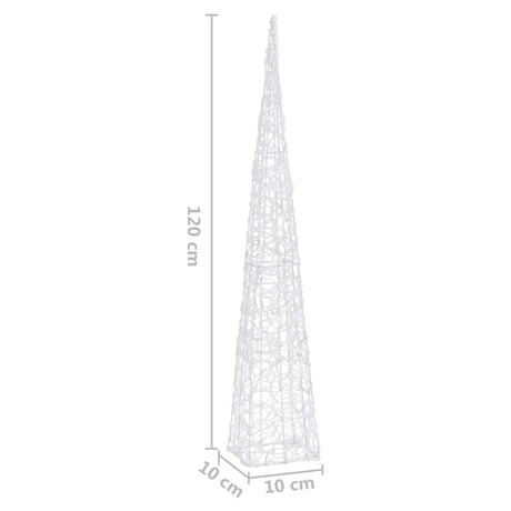 Akrilni okrasni LED stožec hladno bel 120 cm