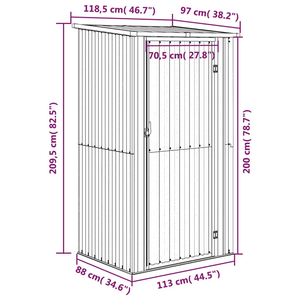 Vrtna lopa zelena 118,5x97x209,5 cm pocinkano jeklo