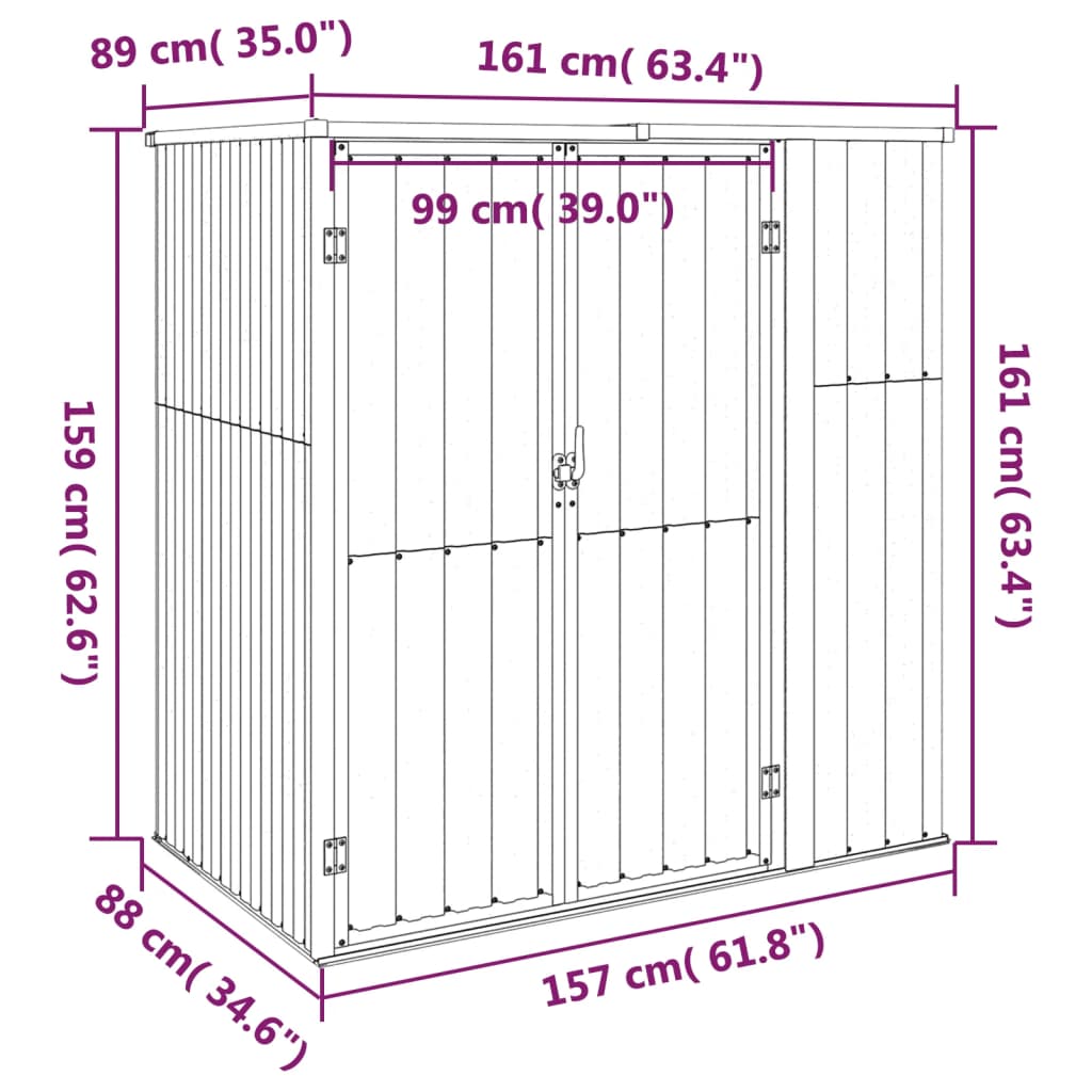 Vrtna lopa za orodje zelena 161x89x161 cm pocinkano jeklo