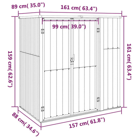 Vrtna lopa za orodje zelena 161x89x161 cm pocinkano jeklo