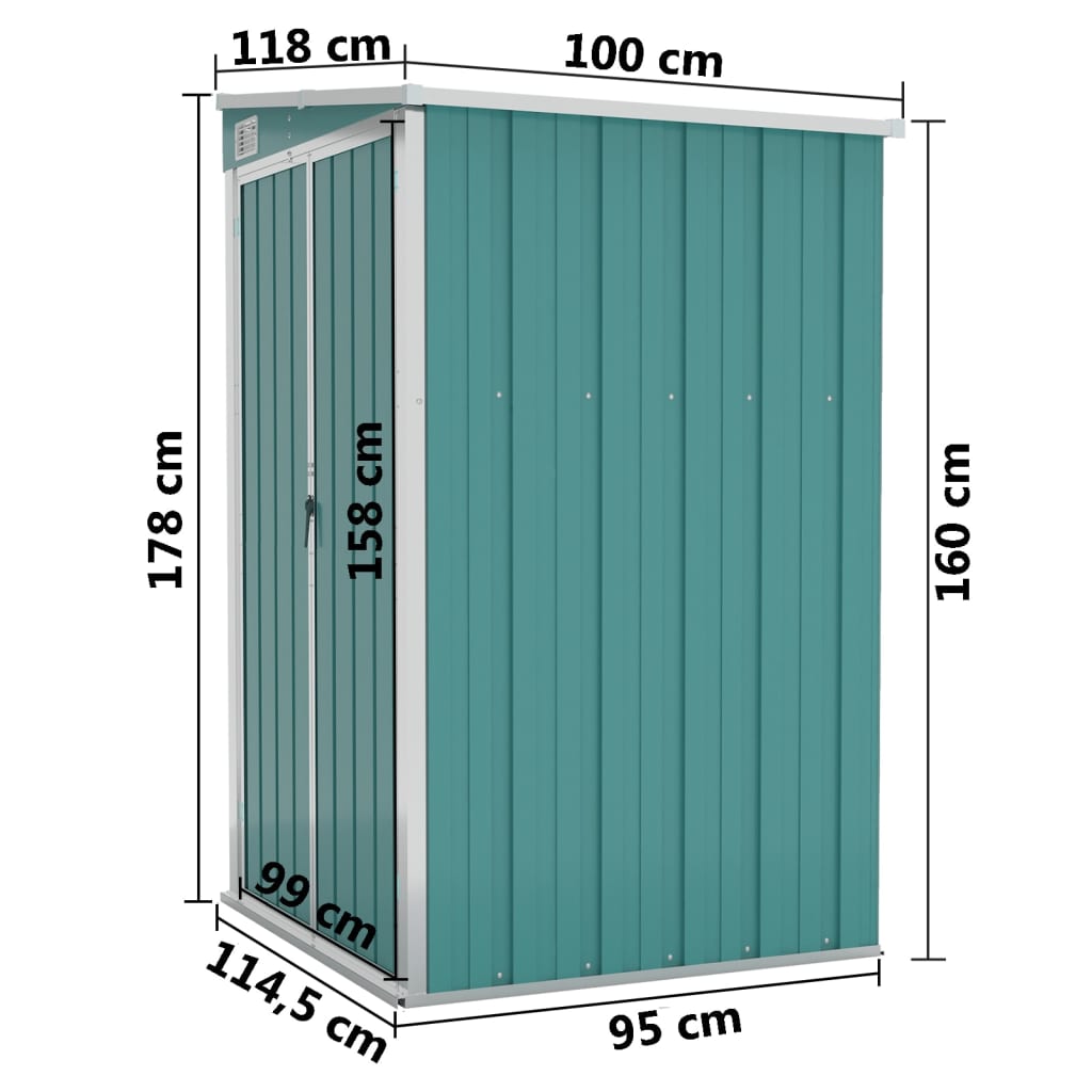 Vrtna lopa zelena 118x100x178 cm pocinkano jeklo