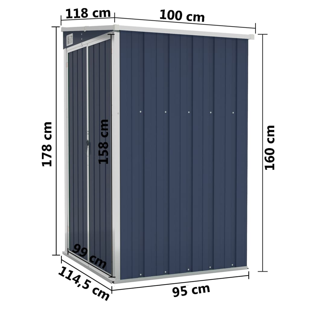 Vrtna lopa antracitna 118x100x178 cm jeklo