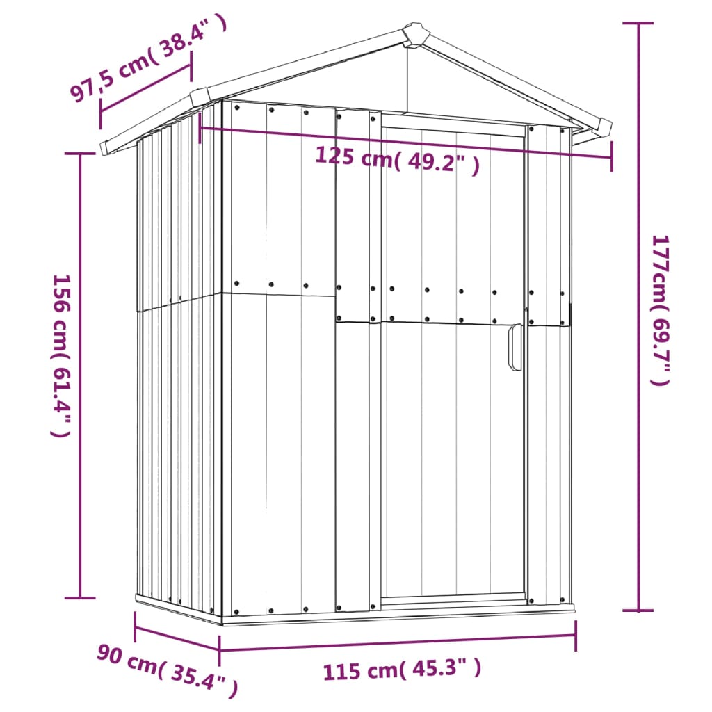 Vrtna lopa zelena 126x97,5x177 cm pocinkano jeklo