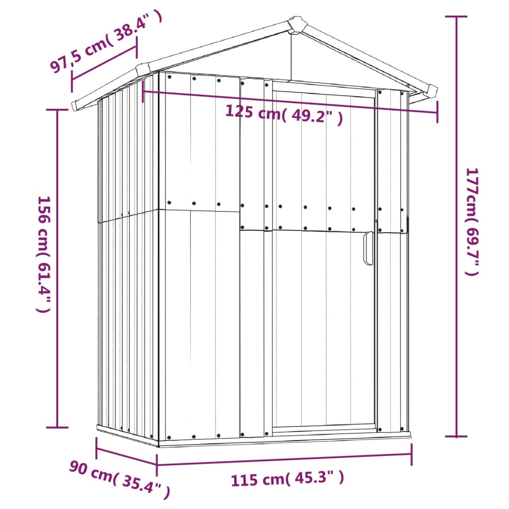 Vrtna lopa siva 126x97,5x177 cm pocinkano jeklo