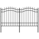 Vrtna ograja s suličastim vrhom črna 165cm prašno barvano jeklo